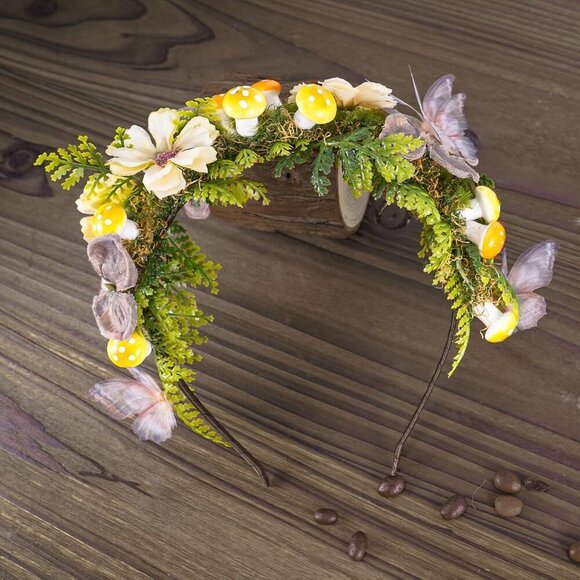 Fantasy Flower Butterfly Mushroom Headband Fairy Woodland Costume Accessory